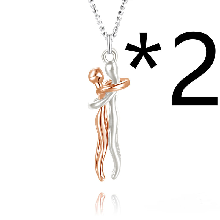 Collier avec pendentif en forme de câlin affectueux pour couple, cadeau d&