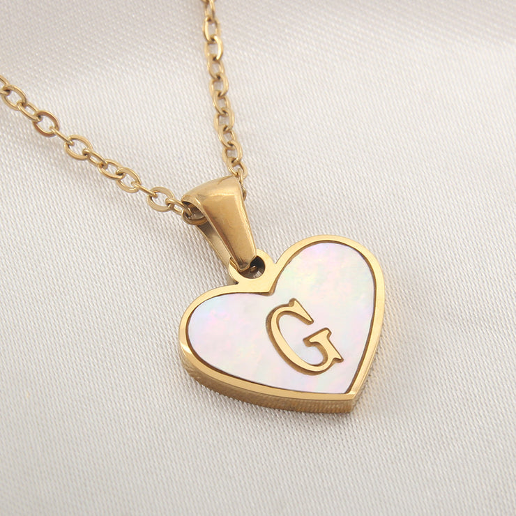 26 Letter Heart-shaped Necklace White Shell Love Clavicle Chain Fashion Personalized Necklace For Women Jewelry Valentine&