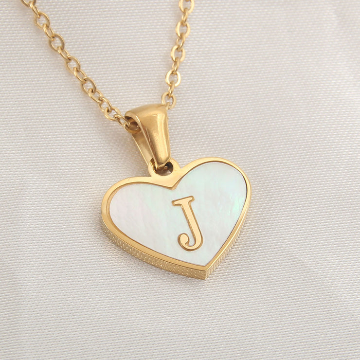 26 Letter Heart-shaped Necklace White Shell Love Clavicle Chain Fashion Personalized Necklace For Women Jewelry Valentine&