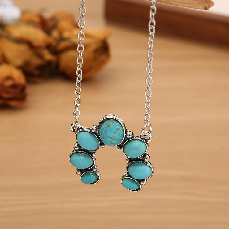 Collier pendentif en alliage de turquoise artificielle