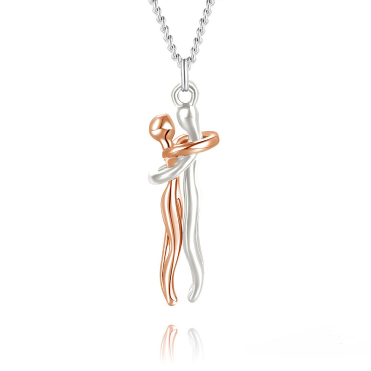 Collier avec pendentif en forme de câlin affectueux pour couple, cadeau d&