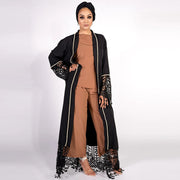 Middle East Muslim Fashion Beaded Lace Lace Stitching Cardigan Tassel Robe