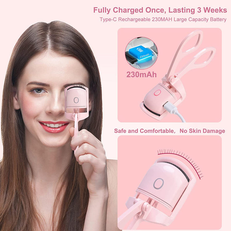 Eyelash Curler Portable Electric Heated Comb Eye Lash Long Lasting Eyelashes Curls Thermal Eyelash Curler Makeup Tools Heated Eyelash Curlers,Rechargeable Electric Eyelash Curler,Handheld Eyelash Heat