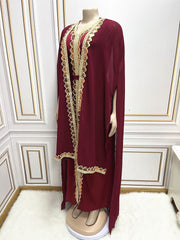 Middle East Muslim Women's Wear Sequined Gown Suit Dress Cape Robe