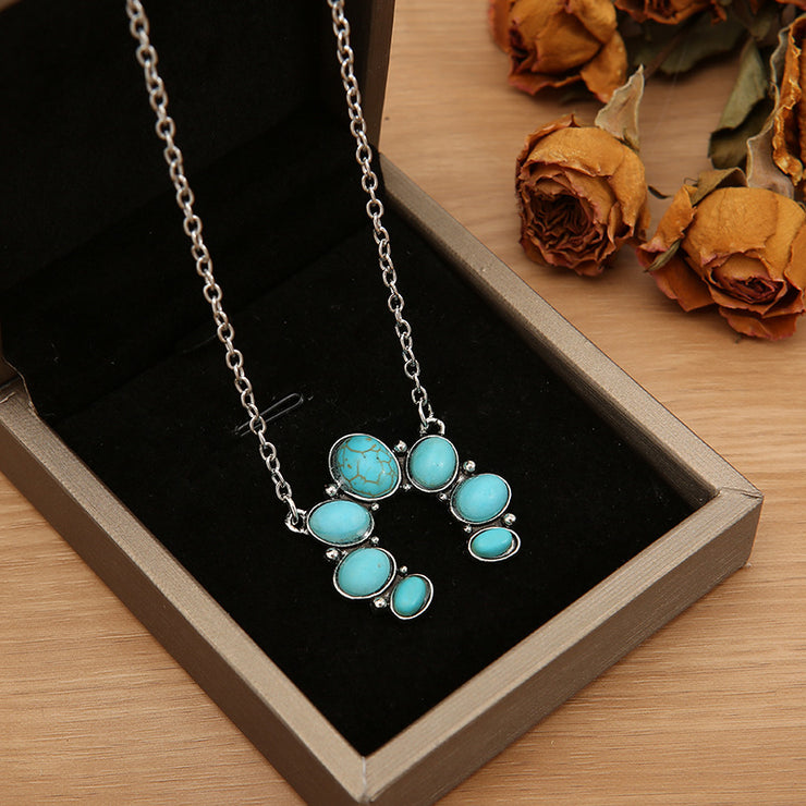 Collier pendentif en alliage de turquoise artificielle