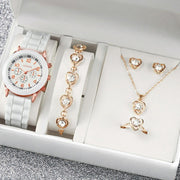 Fashion Watch Gift Suit Quartz Watch Necklace Bracelet Ring Stud Earrings