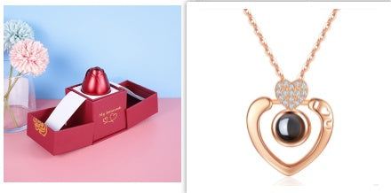 Coffret cadeau de bijoux en métal rose pour la Saint-Valentin, collier pour mariage, petite amie