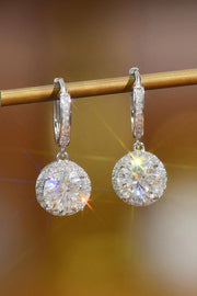 Boucles d'oreilles pendantes rondes en moissanite de 2 carats