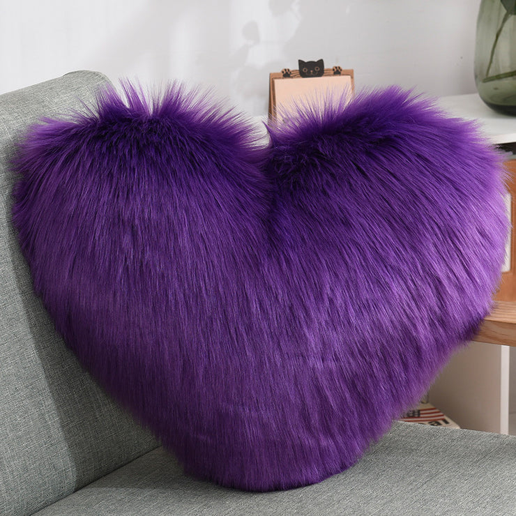 Throw Pillows Heart Shape Long Plush Fluffy Shaggy Cushion Cover Sofa Cushions Decorative Pillow Covers Pillowcase White