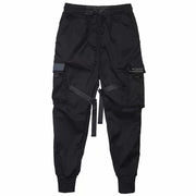 Pantalon cargo pour homme avec rubans et poches en coton style hip-hop