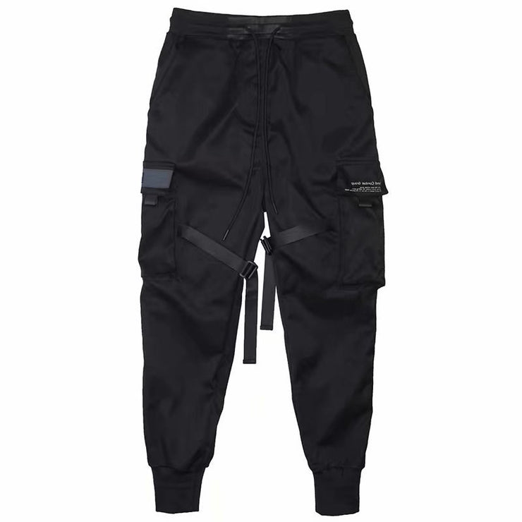 Pantalon cargo pour homme avec rubans et poches en coton style hip-hop