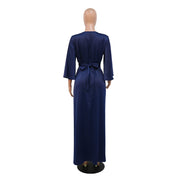 Muslim Leaves Pattern Rhinestone Belt Dubai Robe Gown