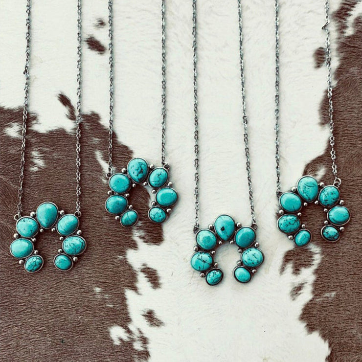 Collier pendentif en alliage de turquoise artificielle