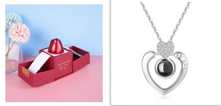 Coffret cadeau de bijoux en métal rose pour la Saint-Valentin, collier pour mariage, petite amie