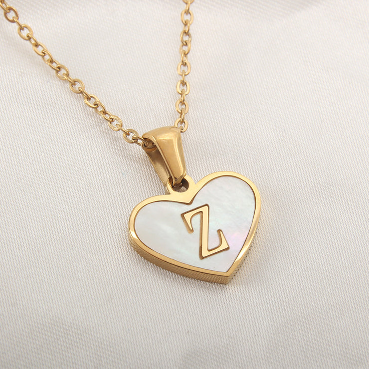 26 Letter Heart-shaped Necklace White Shell Love Clavicle Chain Fashion Personalized Necklace For Women Jewelry Valentine&