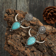 Boucles d'oreilles tête de vache en alliage turquoise artificielle