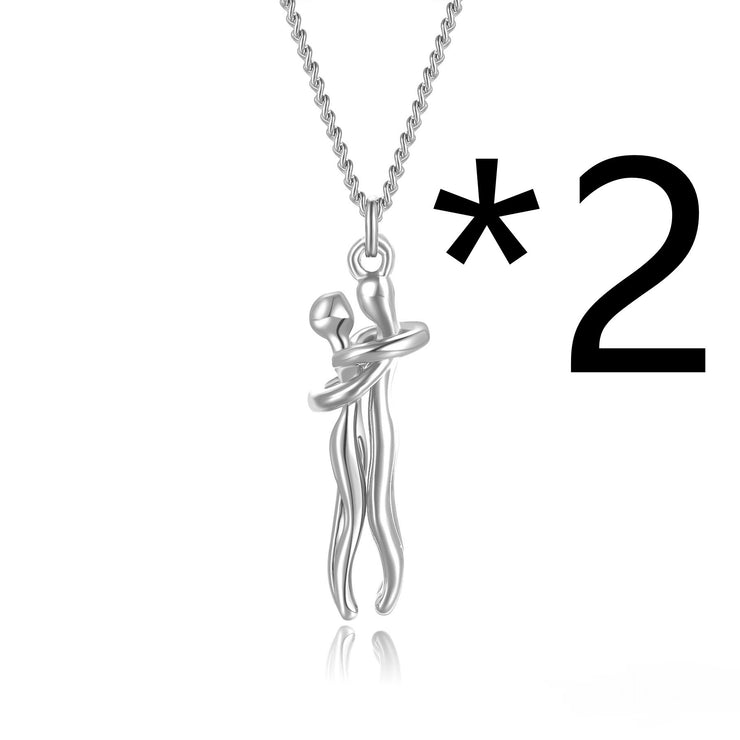 Collier avec pendentif en forme de câlin affectueux pour couple, cadeau d&