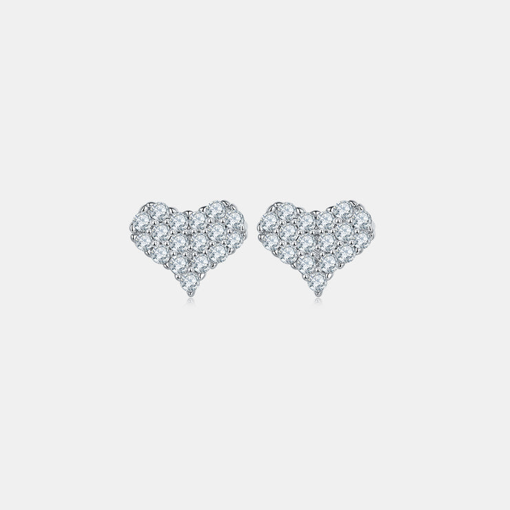 Moissanite 925 Sterling Silver Heart Stud Earrings