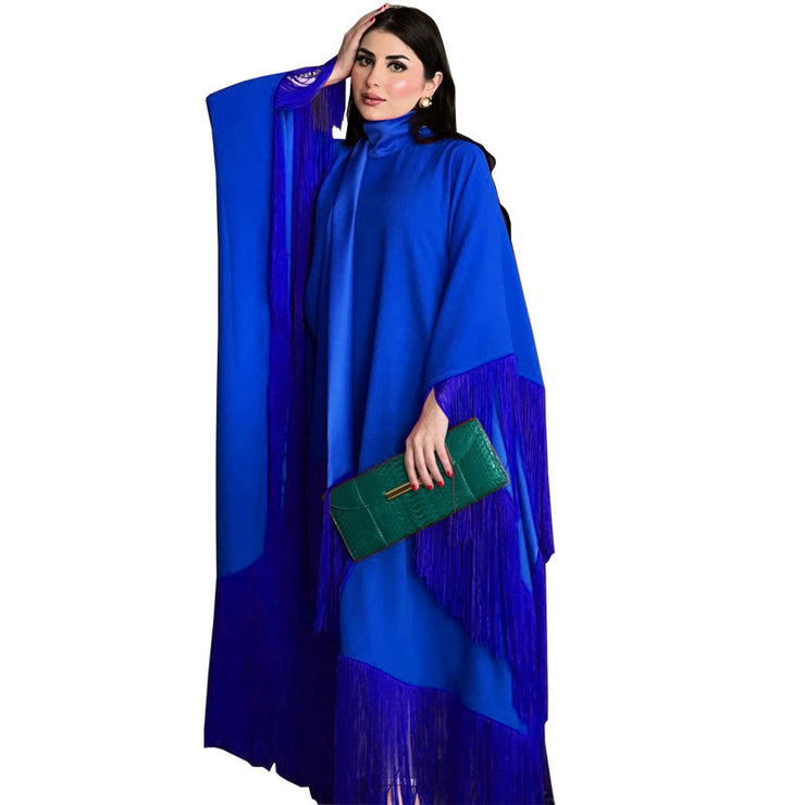 Muslim Women Batwing Sleeve Tassel Kaftan High Fashion Dress