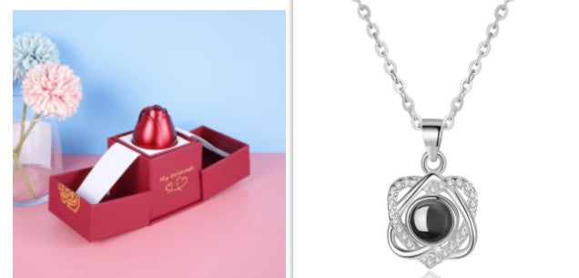 Coffret cadeau de bijoux en métal rose pour la Saint-Valentin, collier pour mariage, petite amie