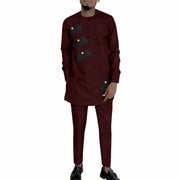 African Ethnic Print Batik Cotton Men Leisure Set