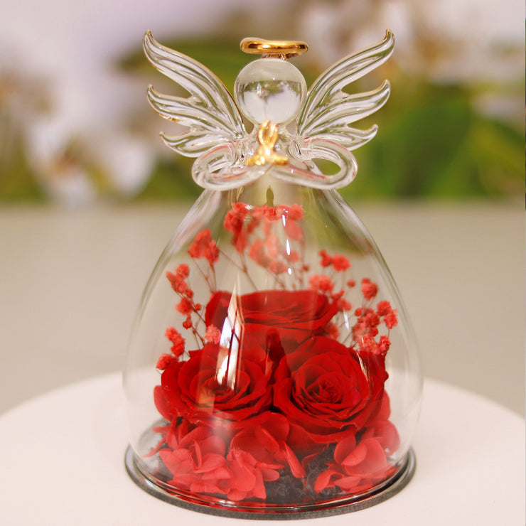 Eternal Flower Gift Box Angel Glass Cover Dried Rose Gift Box For Christmas New Year Valentine&