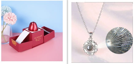 Coffret cadeau de bijoux en métal rose pour la Saint-Valentin, collier pour mariage, petite amie