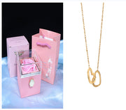 Coffret cadeau rotatif en forme de rose avec fleur de savon Coffret créatif rotatif pour bijoux en forme de rose Cadeau de Saint-Valentin pour femme