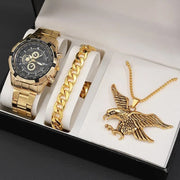 Fashion Watch Gift Suit Quartz Watch Necklace Bracelet Ring Stud Earrings