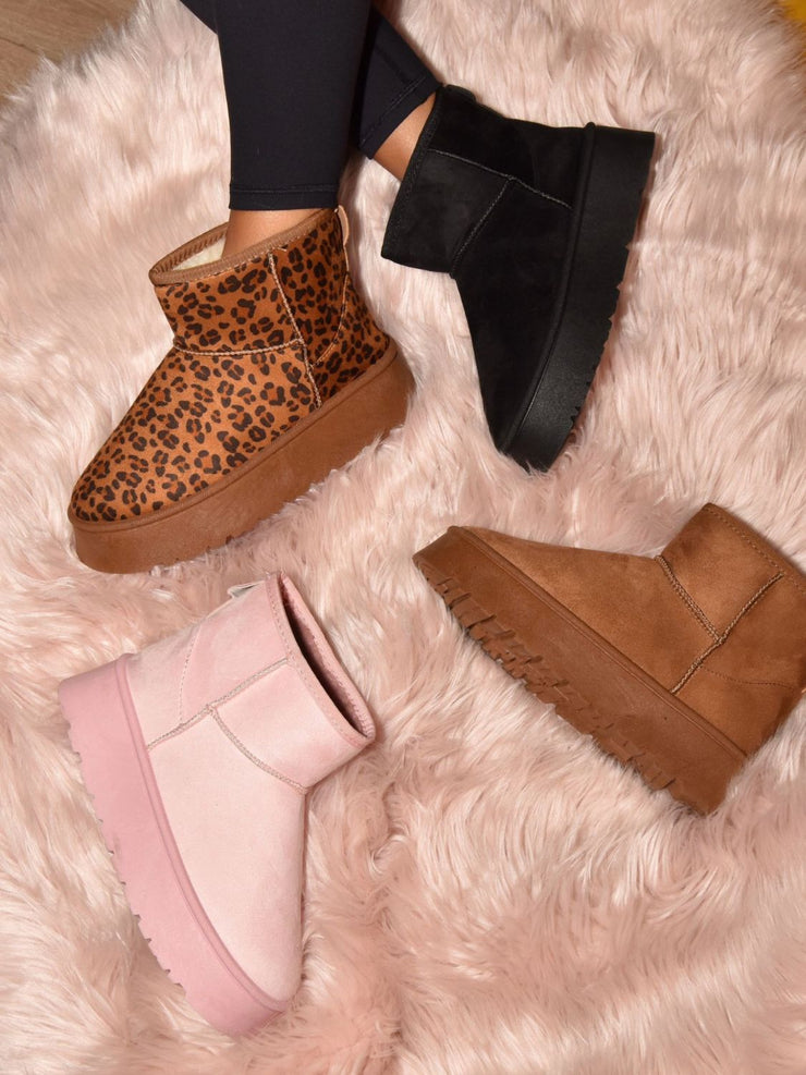 حذاء WILD DIVA Thermal Furry Leopard Platform Boots