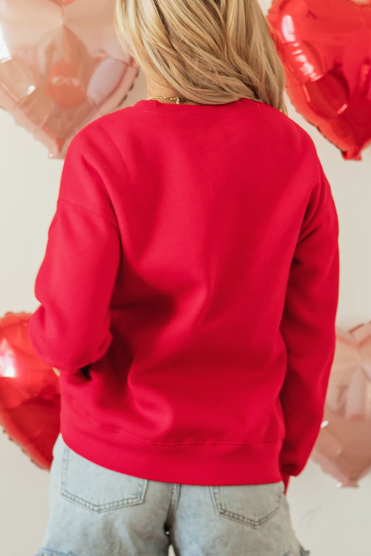 Sequin Bow Heart Sweatshirt with a Chic and Cozy Design