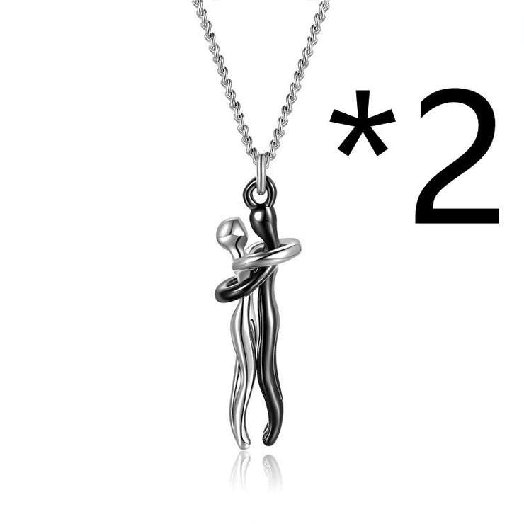 Collier avec pendentif en forme de câlin affectueux pour couple, cadeau d&