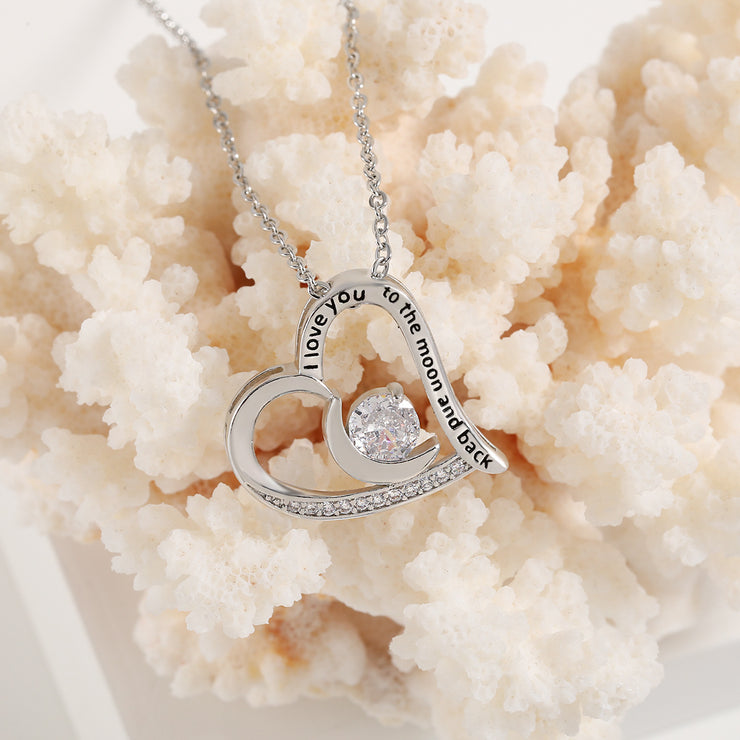 Love Necklace With Rhinestones And Letters Fashion Personality Heart-shaped Necklace Valentine&