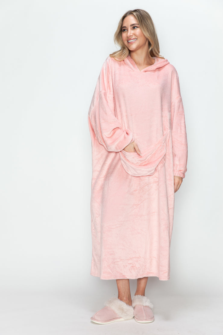 Robe longue mi-longue à capuche avec poches et taille double