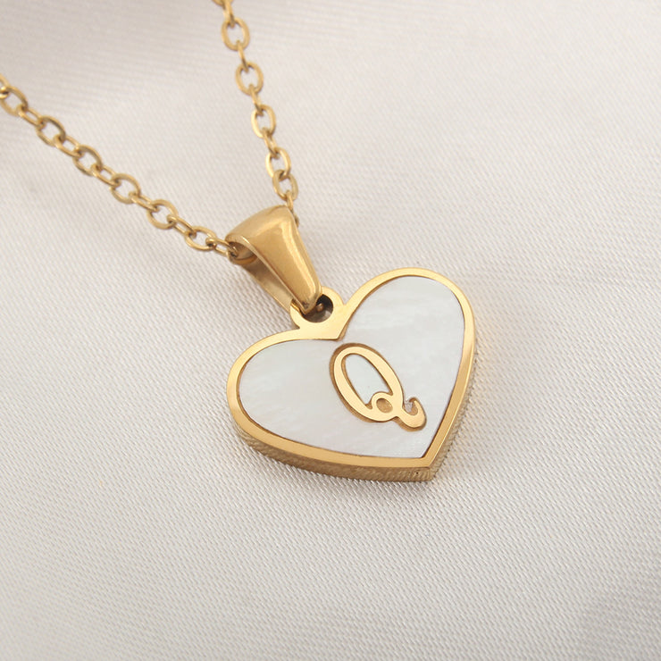 26 Letter Heart-shaped Necklace White Shell Love Clavicle Chain Fashion Personalized Necklace For Women Jewelry Valentine&