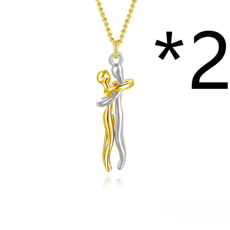 Collier avec pendentif en forme de câlin affectueux pour couple, cadeau d&