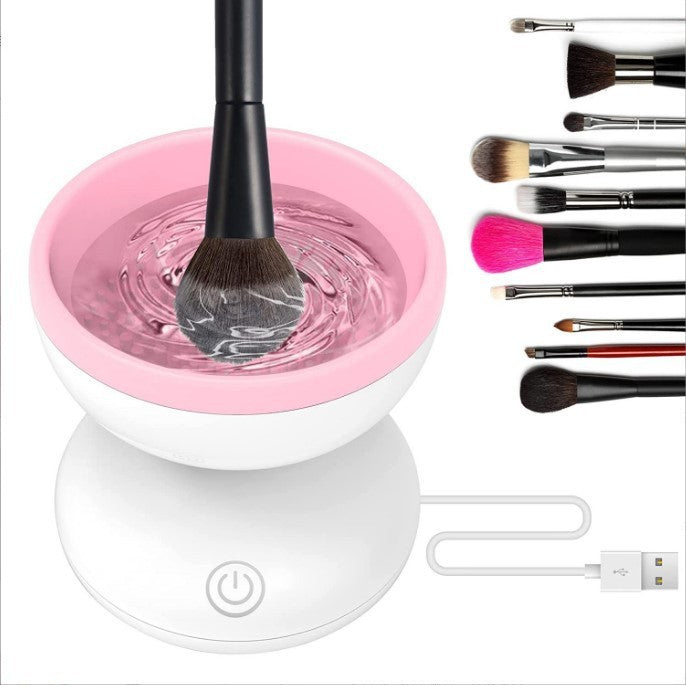 Machine de nettoyage de pinceaux de maquillage électrique, outils de nettoyage de pinceaux cosmétiques USB automatiques portables pour tous les ensembles de pinceaux de maquillage de beauté