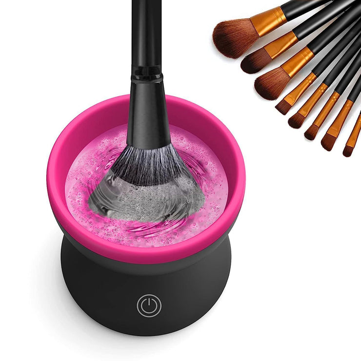 Machine de nettoyage de pinceaux de maquillage électrique, outils de nettoyage de pinceaux cosmétiques USB automatiques portables pour tous les ensembles de pinceaux de maquillage de beauté