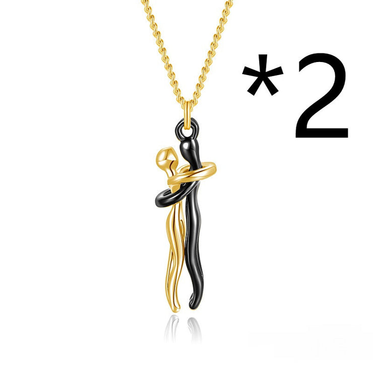 Collier avec pendentif en forme de câlin affectueux pour couple, cadeau d&