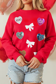 Sequin Bow Heart Sweatshirt with a Chic and Cozy Design