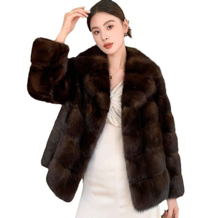 Artificial Fur Purple Sable Thick Warm Jacket