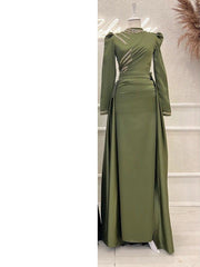 Muslim Stand Collar All-inclusive Long Sleeve Detachable Evening Dress