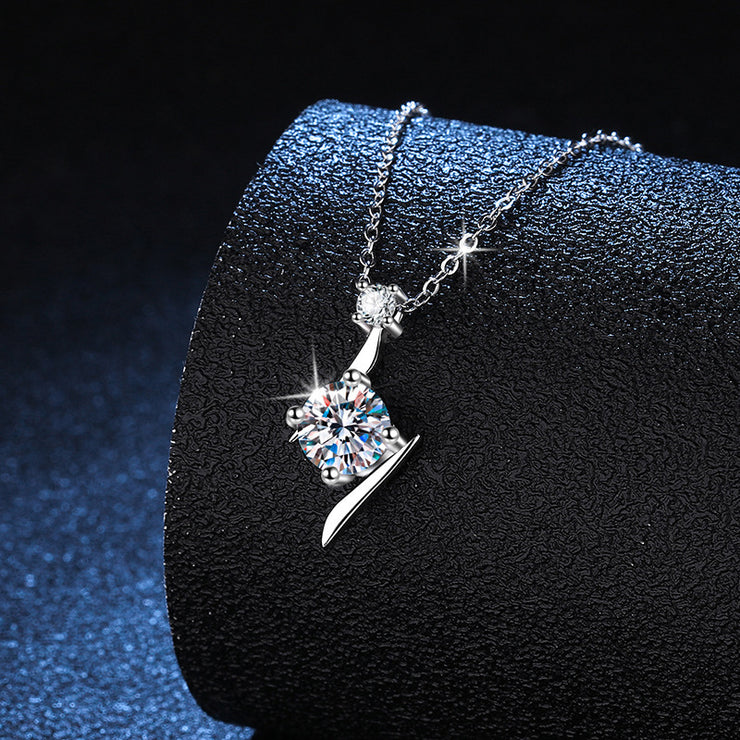 Collier en argent sterling S925 avec chaîne de clavicule en moissanite