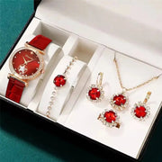 Fashion Watch Gift Suit Quartz Watch Necklace Bracelet Ring Stud Earrings