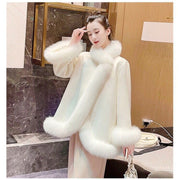 Artificial Fur Mid-length Coat Women's Woolen Cloak