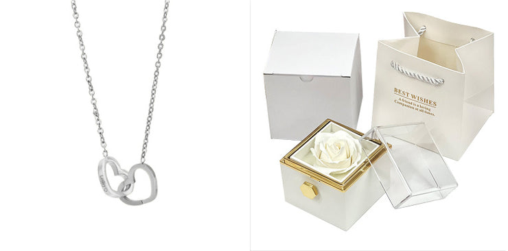 Coffret cadeau rotatif en forme de rose avec fleur de savon Coffret créatif rotatif pour bijoux en forme de rose Cadeau de Saint-Valentin pour femme