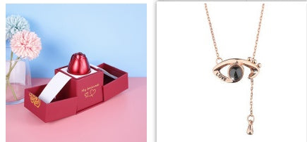 Coffret cadeau de bijoux en métal rose pour la Saint-Valentin, collier pour mariage, petite amie