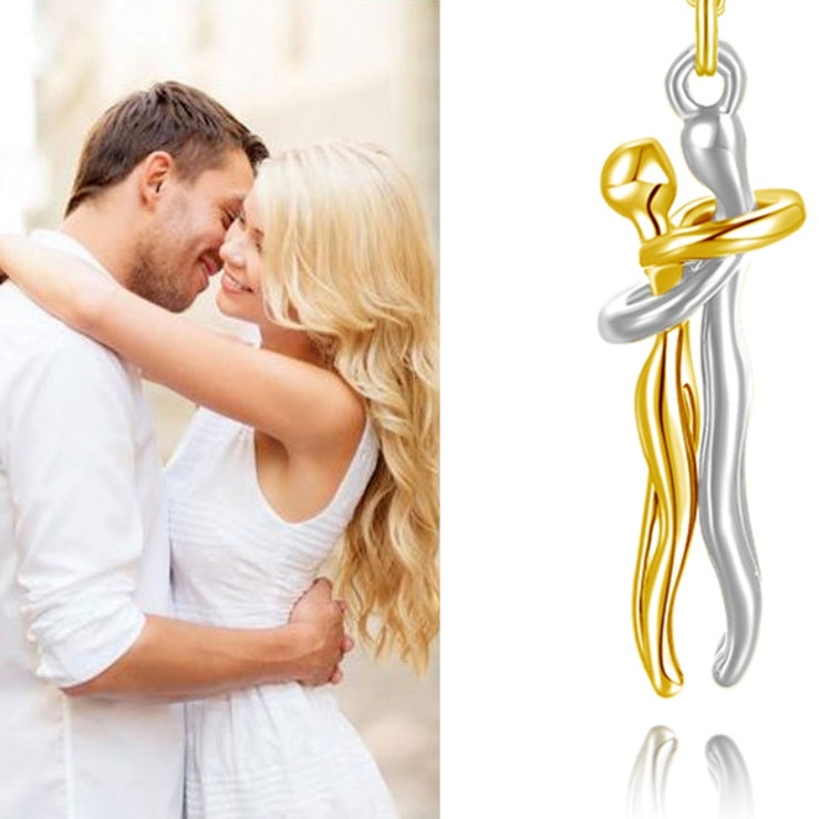 Collier avec pendentif en forme de câlin affectueux pour couple, cadeau d&