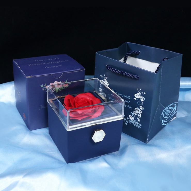 Rotating Soap Flower Rose Gift Box Creative Rotating Rose Jewelry Packaging Box Valentine&