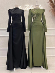 Muslim Stand Collar All-inclusive Long Sleeve Detachable Evening Dress